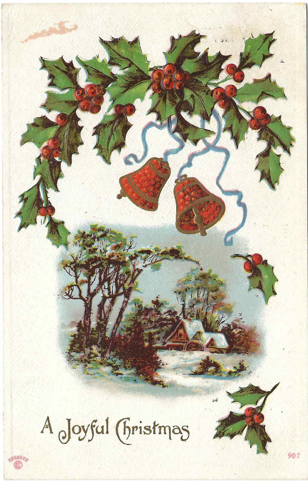 1913 A Joyful Christmas Vintage Postcard