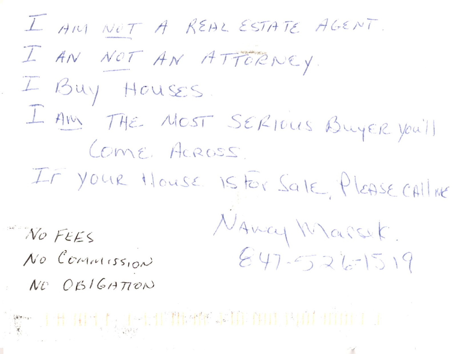 Nancy Marsek, House Buyer, Round Lake Park, 2002 Postcard