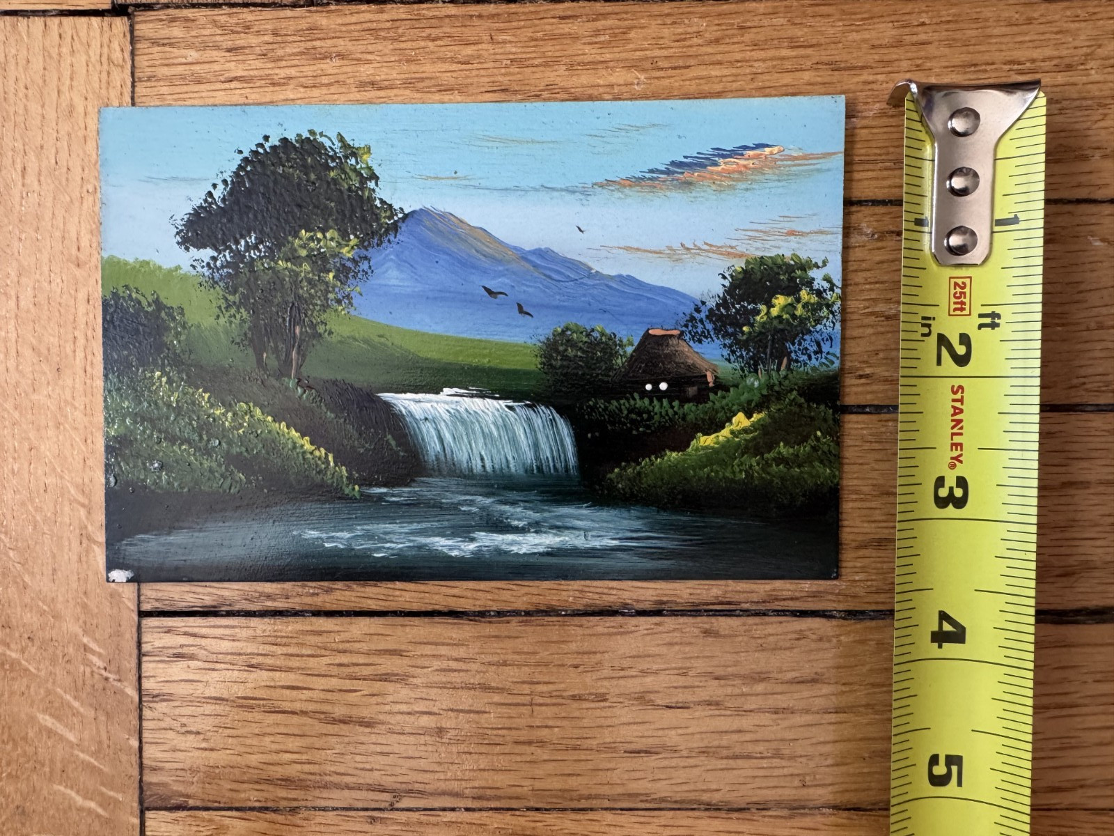 Vintage Hand Painted Postcard Waterfall Japan Original Scene HANDMADE c1910