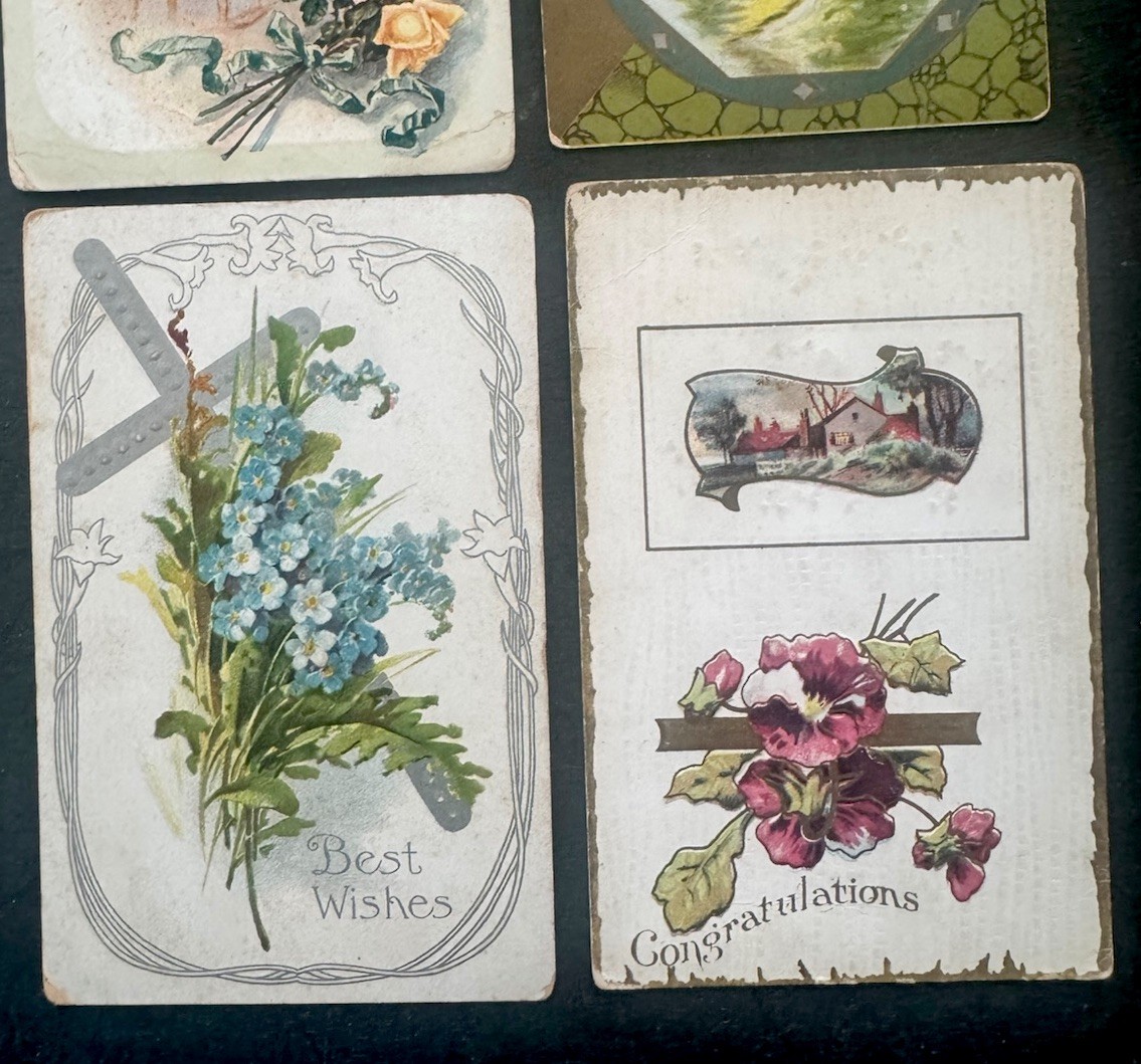 Embossed Victorian Early 1900s Postcards Greetings Floral Antique Vintage Set/10