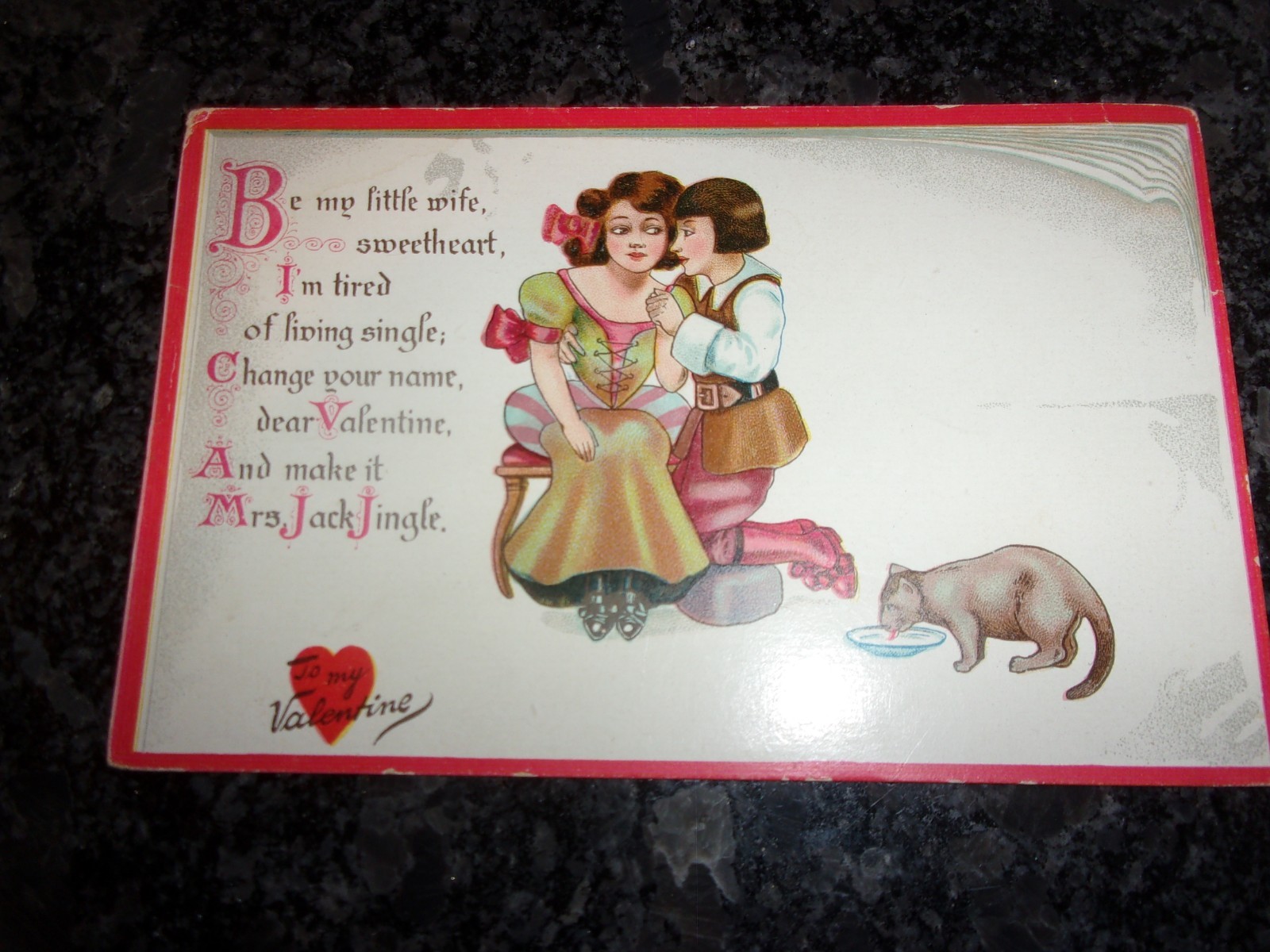 VALENTINE’S DAY JACK AND JILL with Love Poem RAPHAEL TUCK POSTCARD