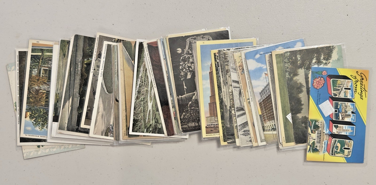 Lot Of 50 Vintage Postcards Ohio and Virginia In Protective Sleeves