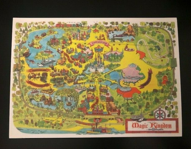 Walt Disney World’s Magic Kingdom Park Map Vintage 50th Anniversary Reproduction