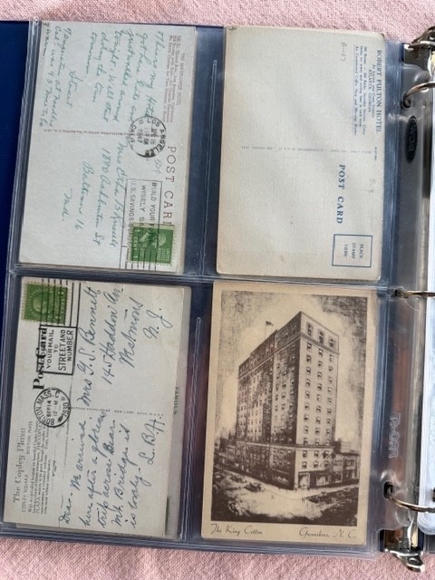 58 Postcards 1906-1940s in Plastic Sleeves. Some unused
