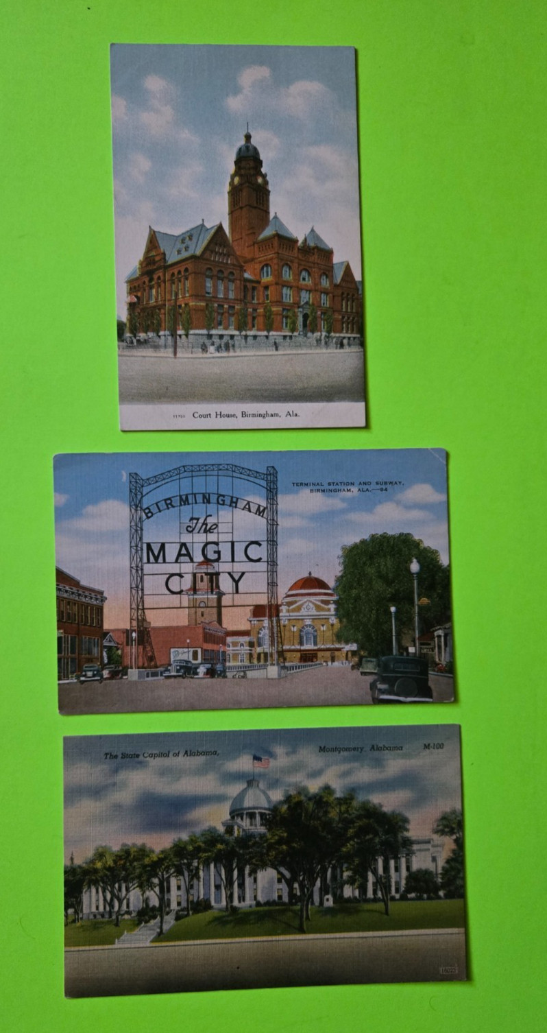 Lot of 7 Unpostmarked Postcards – Birmingham, AL and the Alabama State Capitol