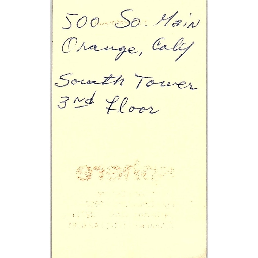 Sphere F.L. “Ole” Peterson BUyer Santa Ana CA Vintage Business Card SSB4-15