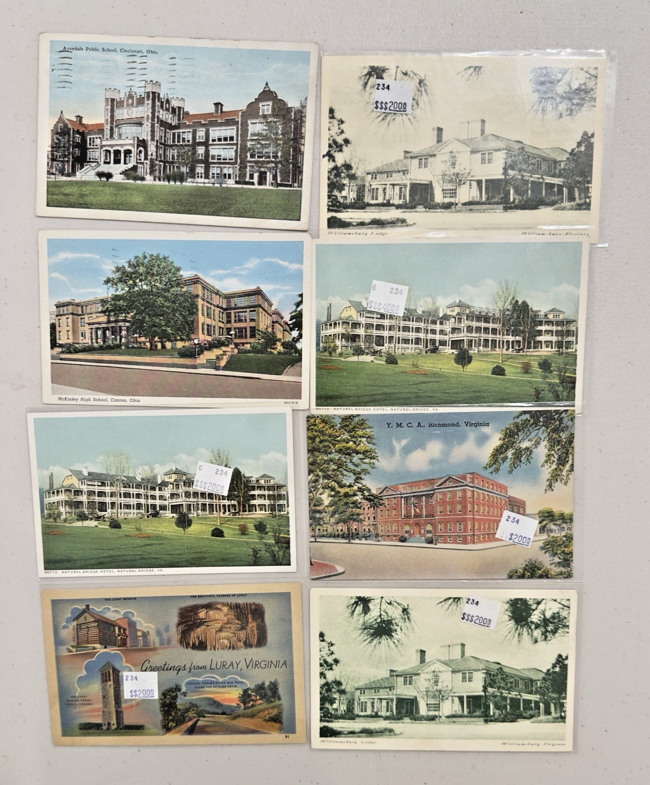 Lot Of 50 Vintage Postcards Ohio and Virginia Some In Protective Sleeves