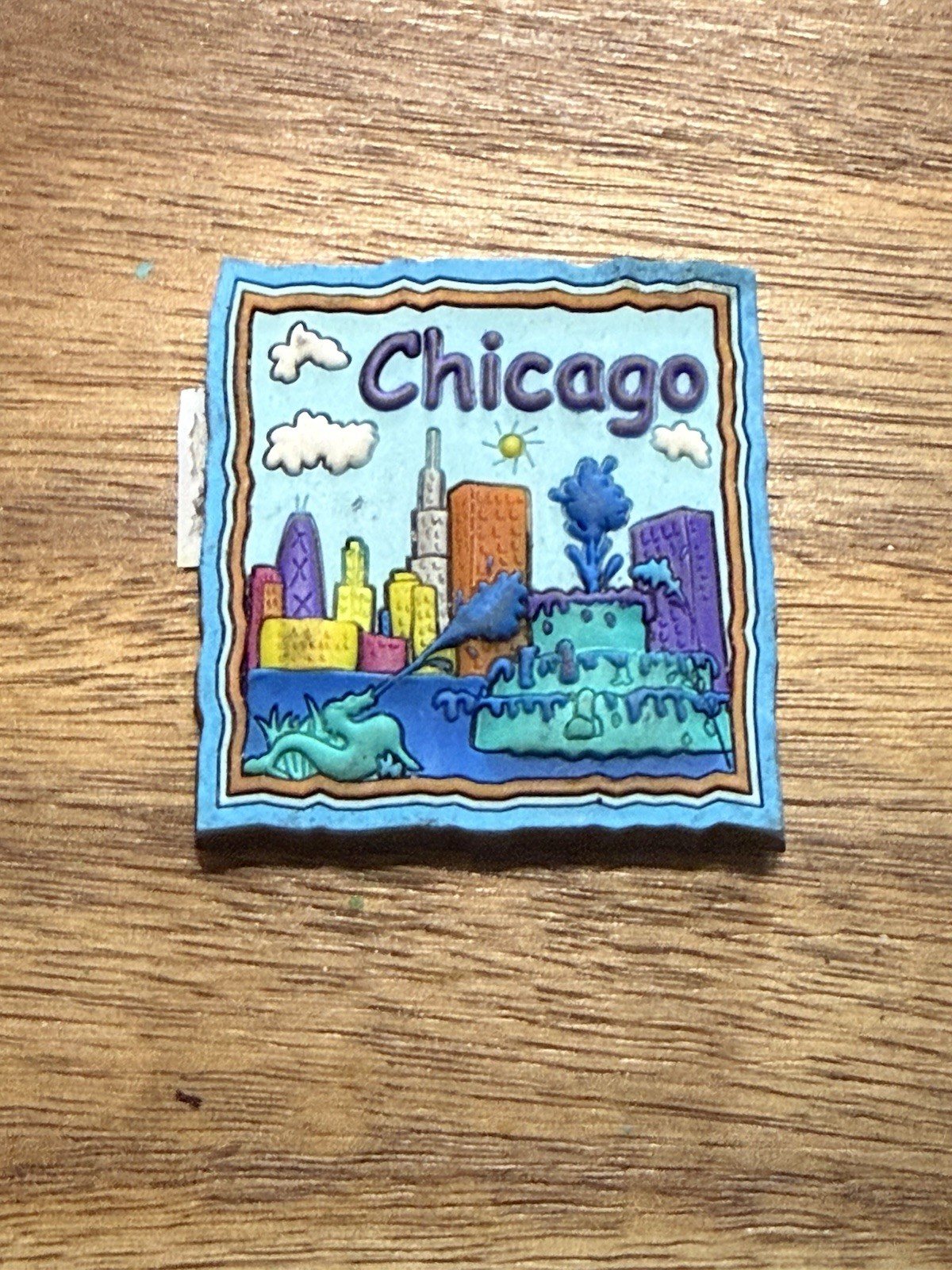 Vintage Unused Collectors Chicago IL Rubber Fridge Magnet