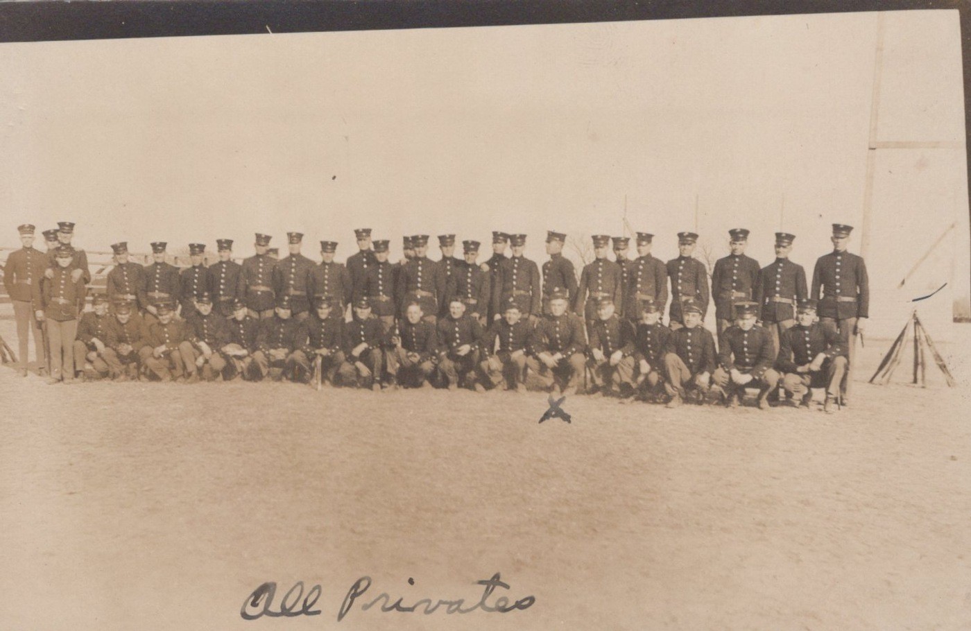 US Army Privates Unit Group Military Camp Antique 1900s – RPPC Photo Postcard