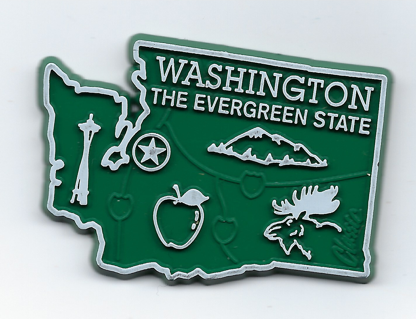 WASHINGTON THE EVERGREEN STATE OUTLINE MAP MAGNET, NEW