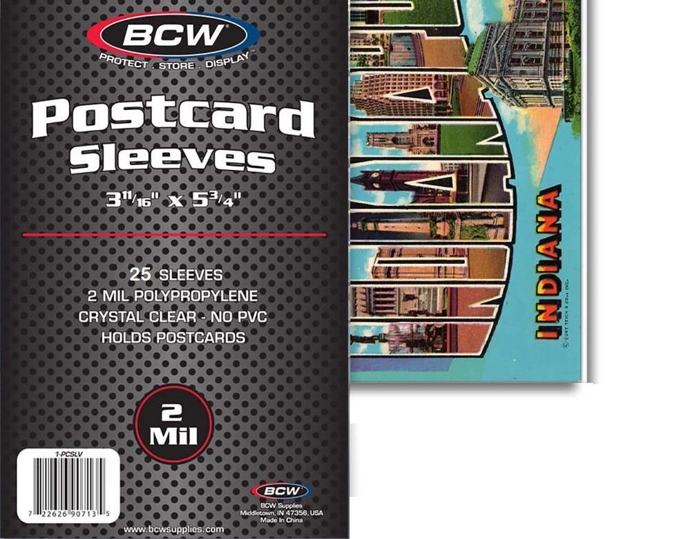 (25) BCW Postcard Sleeves Postcard Photo Soft Loose Sleeves FREE SHIPPING
