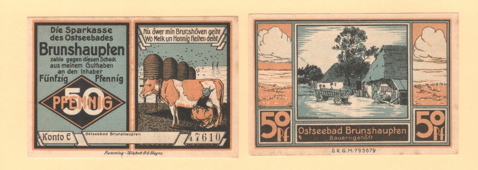 German Serienscheine Notgeld { Brunshaupten } # L 187b / GrM 195.2a {CHOOSE ONE}