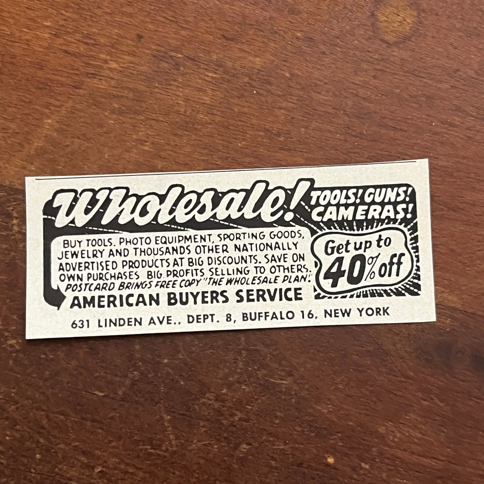Wholesale Goods – American Buyers Service Buffalo NY 1955 Ad AG1-S1