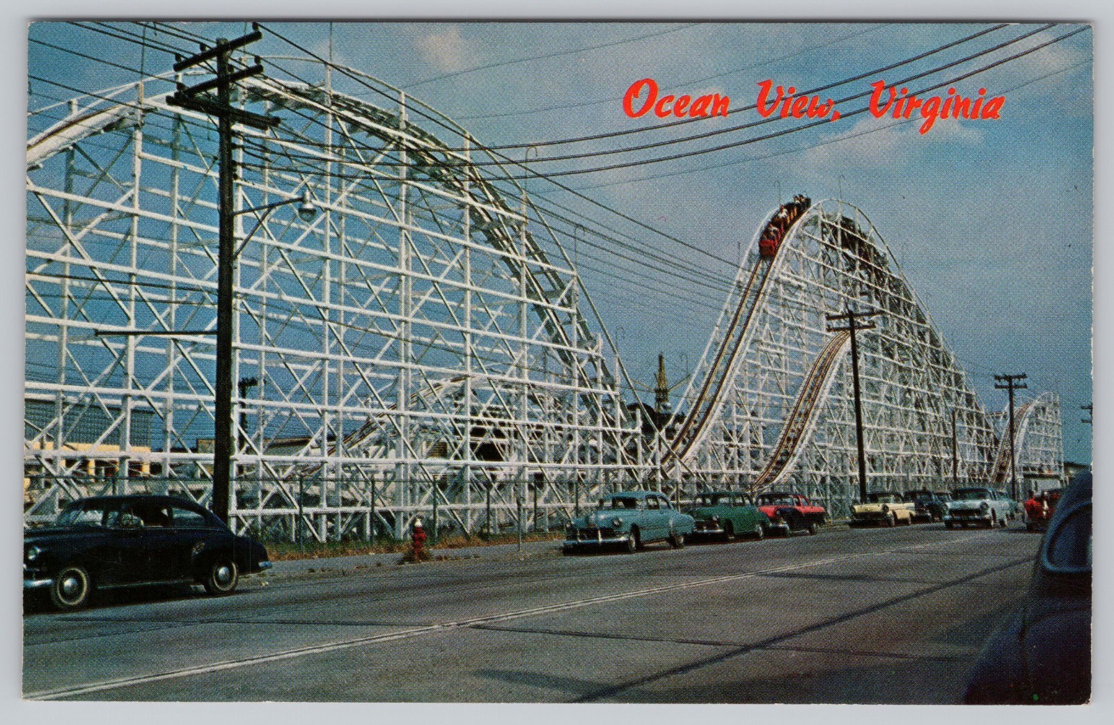 Ocean View Amusement Park Rocket Roller Coaster, Norfolk VA Virginia Postcard