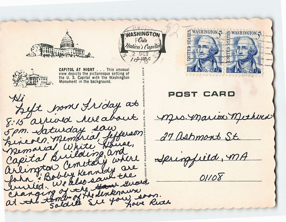 Postcard Capitol At Night United States Capitol Washington DC USA