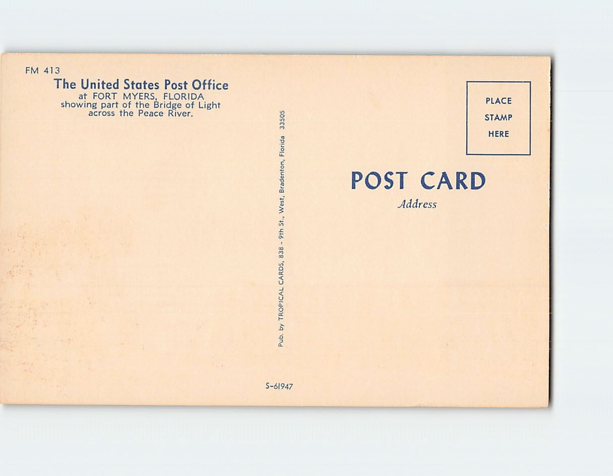 Postcard The United States Post Office Fort Myers Florida USA North America