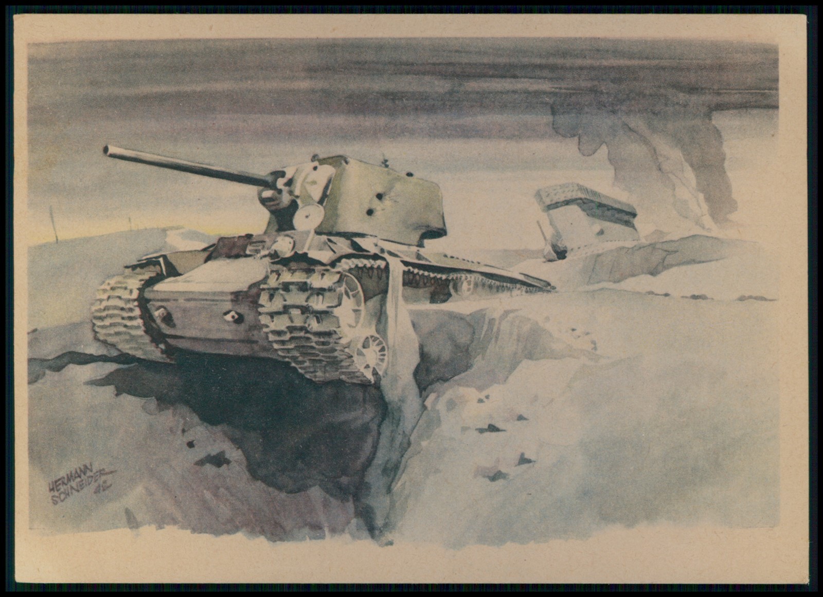 Vernichtete Sowjetpanzer Tank WWII ww2 war original 1940s Germany postcard