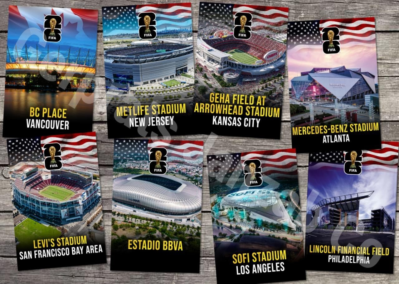 Set 16 Postcards World Cup2026 USA Mexico Canada FOOTBALL STADION STADIUM SOCCER