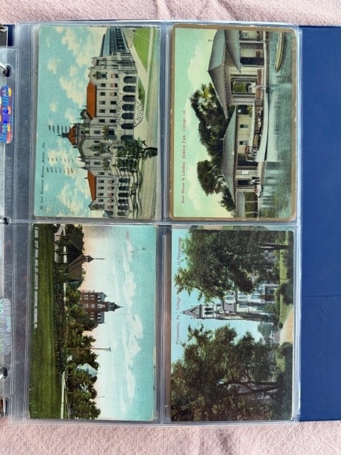 58 Postcards 1906-1940s in Plastic Sleeves. Some unused