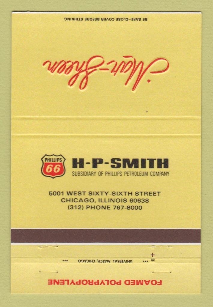 Matchbook Cover – Phillips 66 oil gas Chicago IL Polypropylene 40 Strike