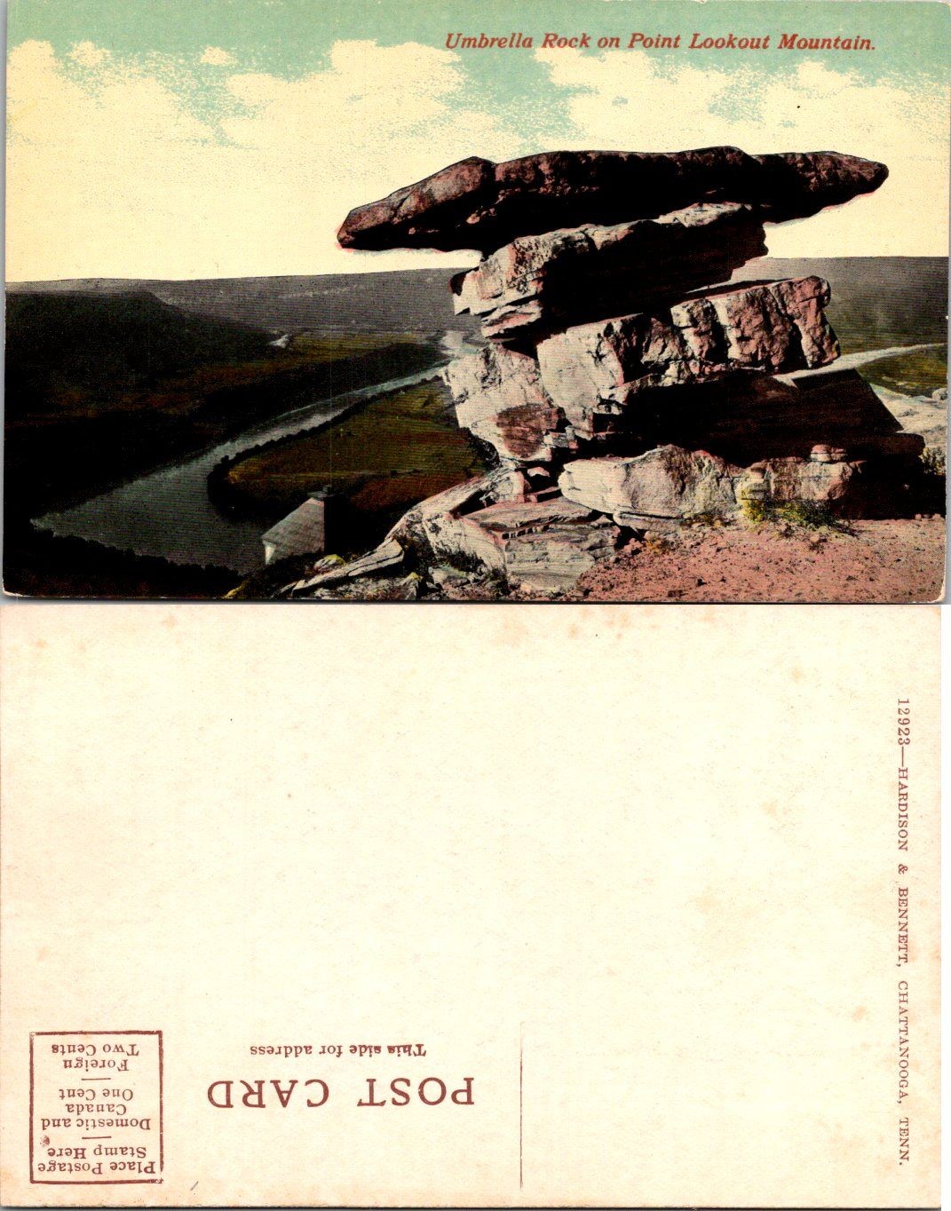 Hardison & Bennett Postcard Umbrella Rock Point Lookout Mountain Unposted