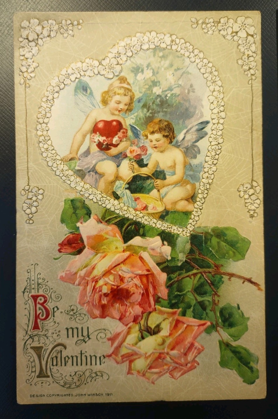 2 1910s Antique Valentine’s Day Postcards John Winsch Valentine Cards