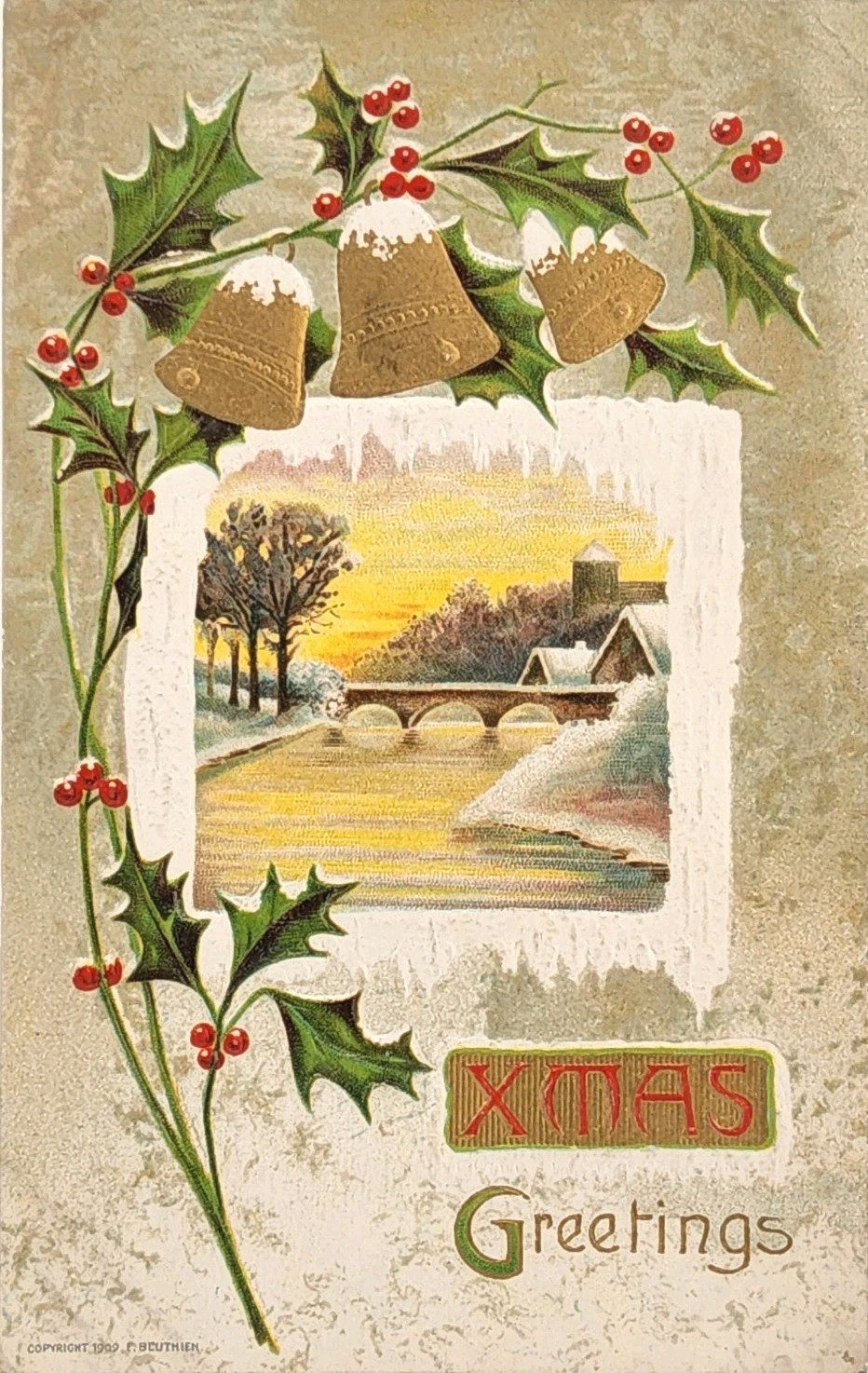 c1909 Christmas Greetings Picture Postcard – Christmas Greetings ~ #-9736