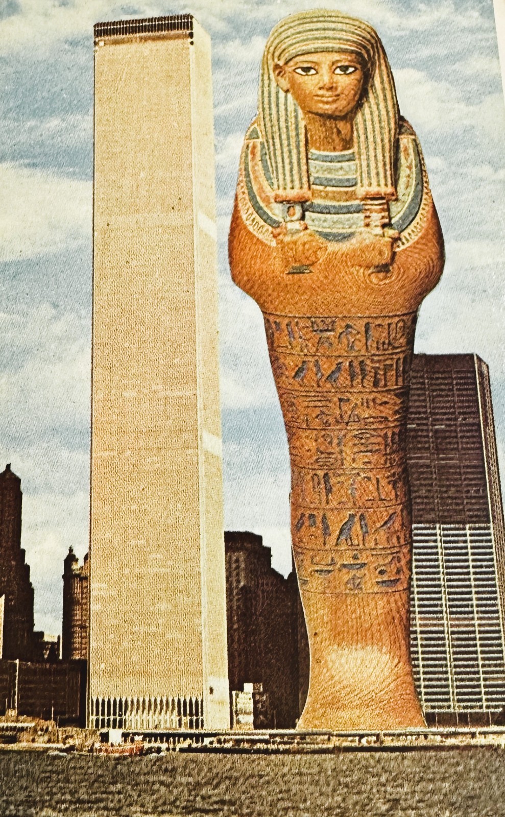 Fantasy Pharaohland Large Scale Shabti of Yuya Juxtaposed w/Twin Towers 1986
