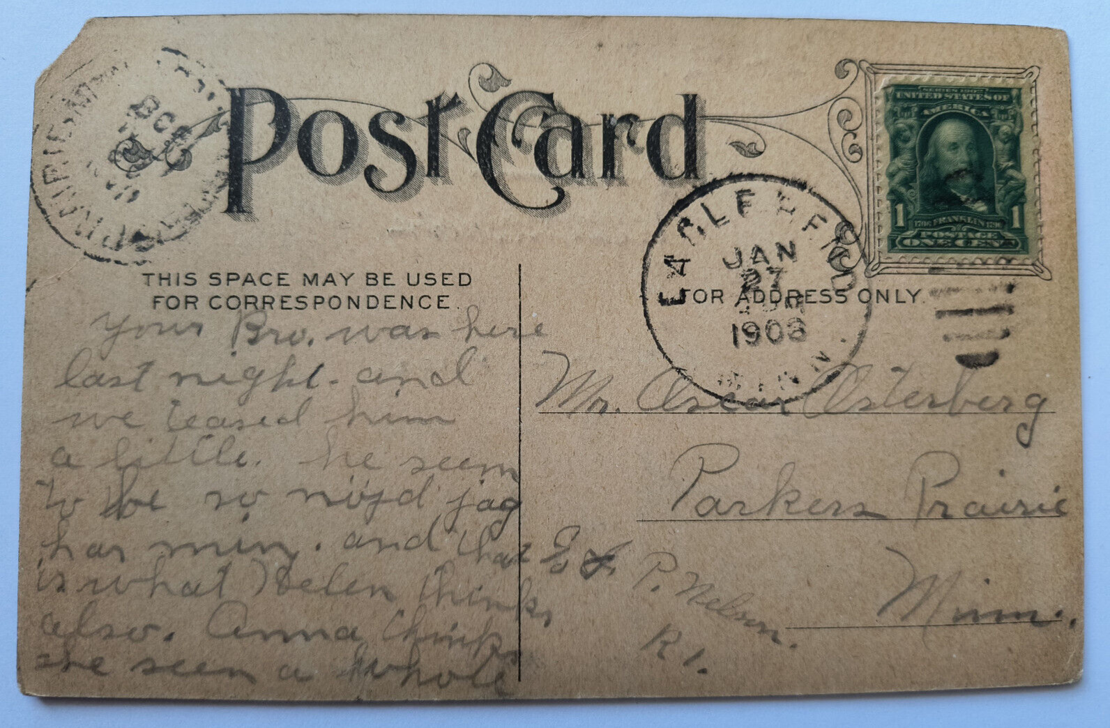 1908 Humor Postcard Prisoner in Jail Cell 13 for 30 Days My Time Is Short