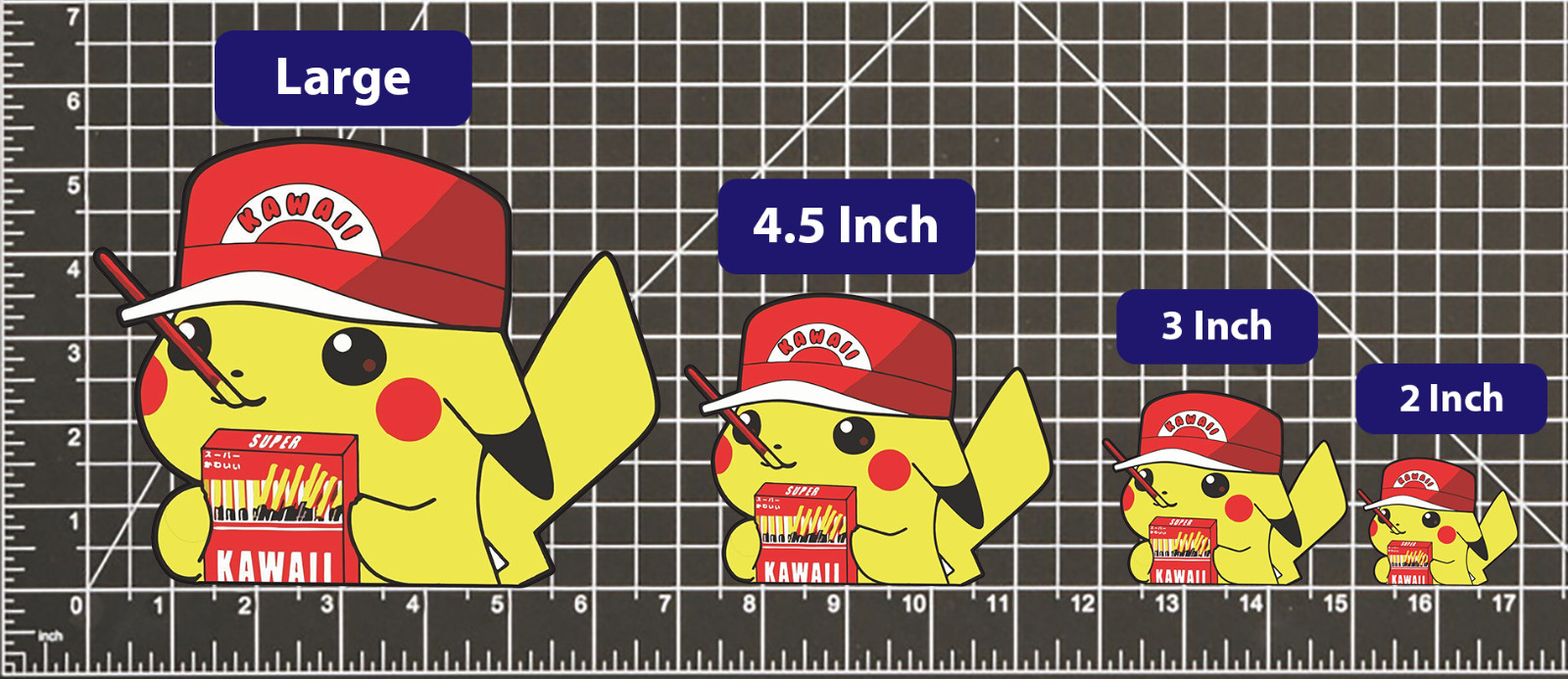 Pikachu POKEMON STICKER DECAL -Peeker Peeking Kawaii- 4 Different Sizes