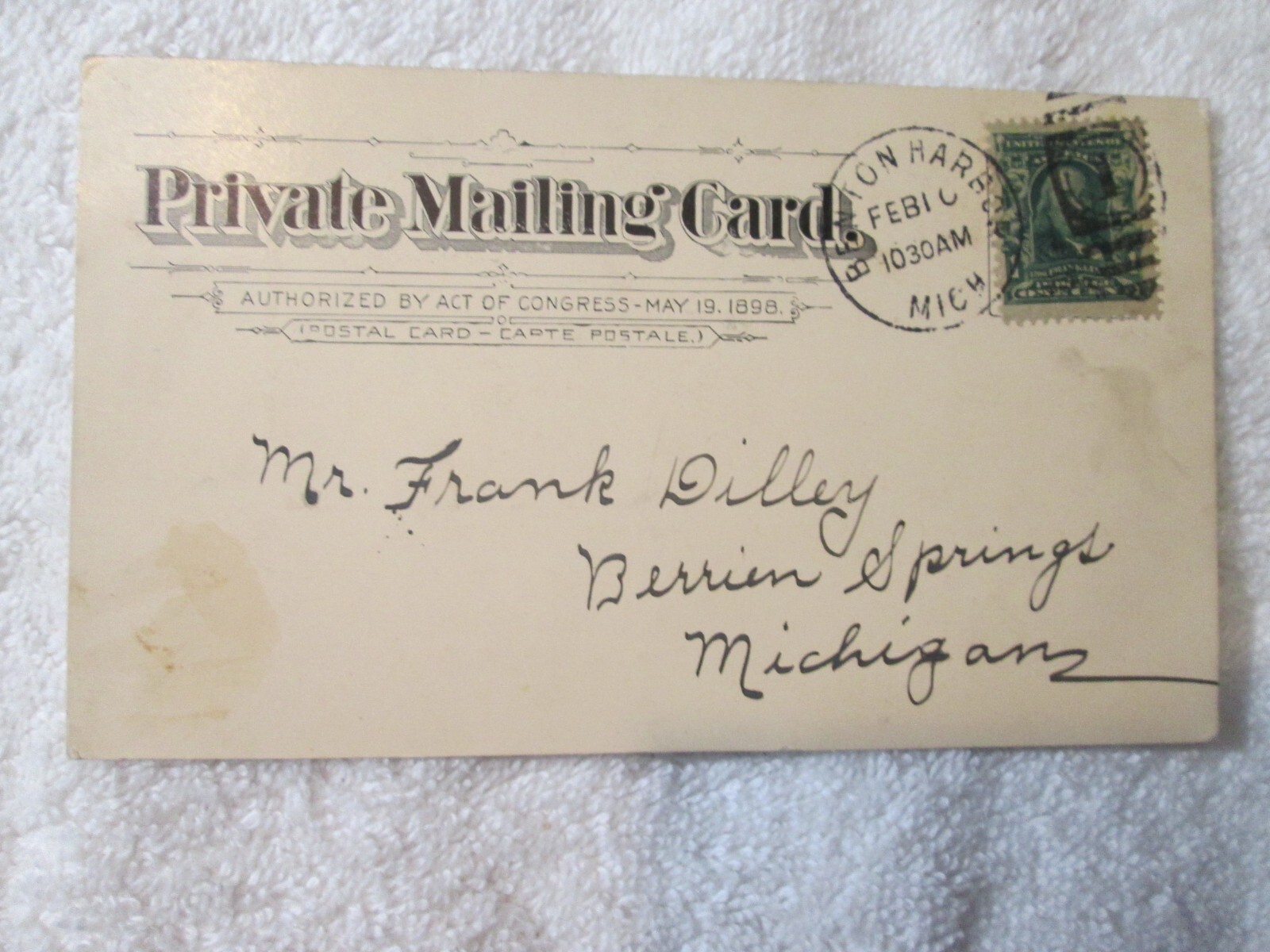 Photo Postcard Benton Harbor Mich. PRIVATE MAILING CARD c1900 RPPC Fruit Buyers
