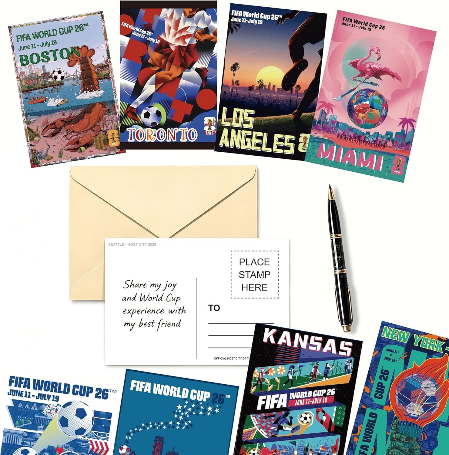 Durable 32-Count 2026 World Cup Postcards – Perfect for Scrapbooking