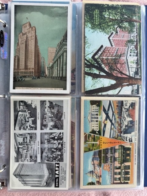 58 Postcards 1906-1940s in Plastic Sleeves. Some unused