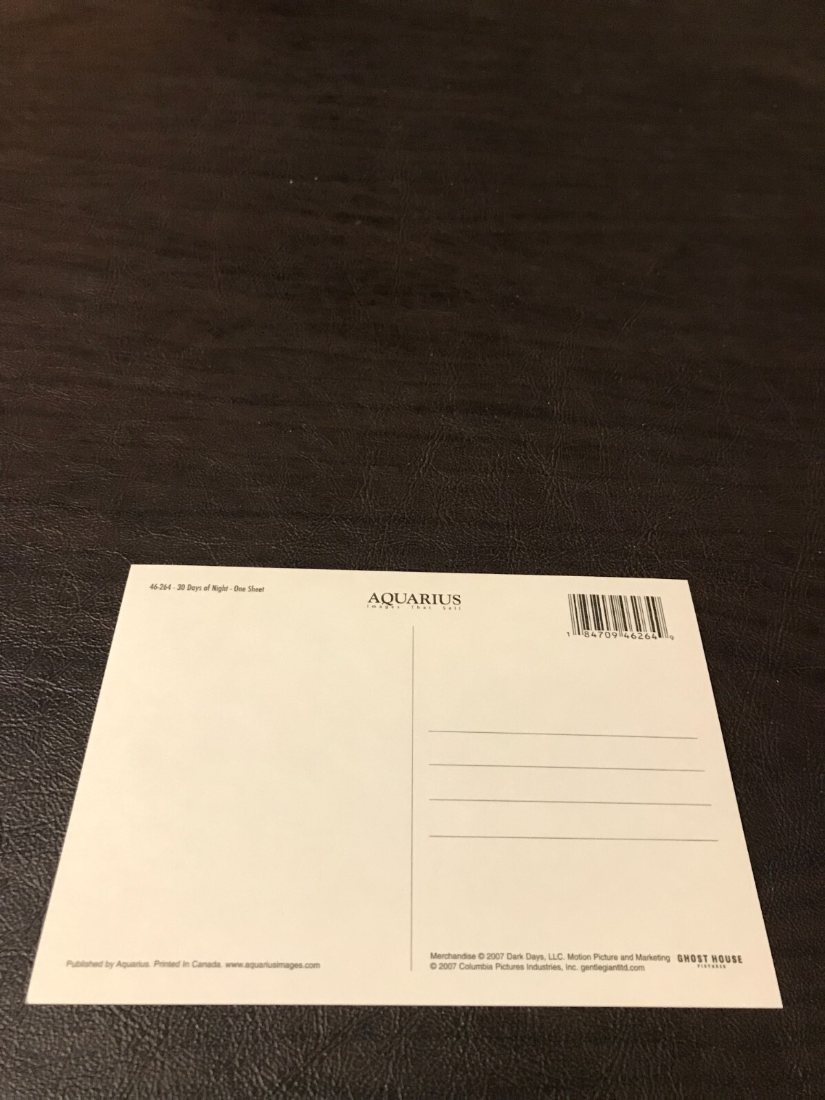 NEW UNPOSTED MOVIE 4 X 6 POSTCARD – 30 DAYS OF NIGHT – ONE SHEET…….SLOT 151