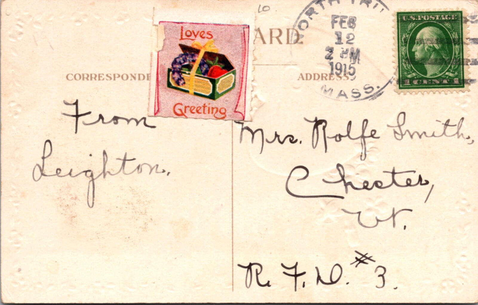Valentine’s Day Postcard Beautiful Woman Purple Hearts Token of Love Unbroken