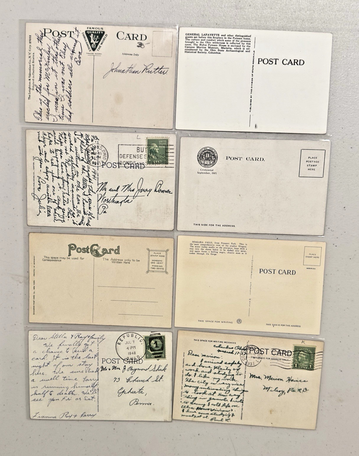 Lot Of 50 Vintage Postcards Ohio and Virginia Some In Protective Sleeves