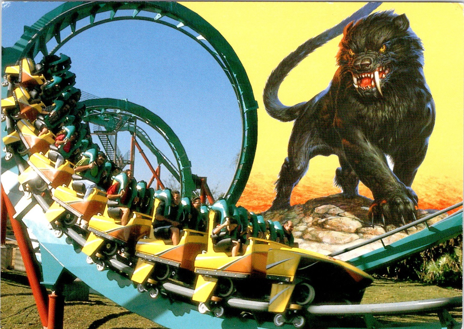 Tampa, FL Florida BUSCH GARDENS AMUSEMENT PARK Kumba Roller Coaster 4X6 Postcard