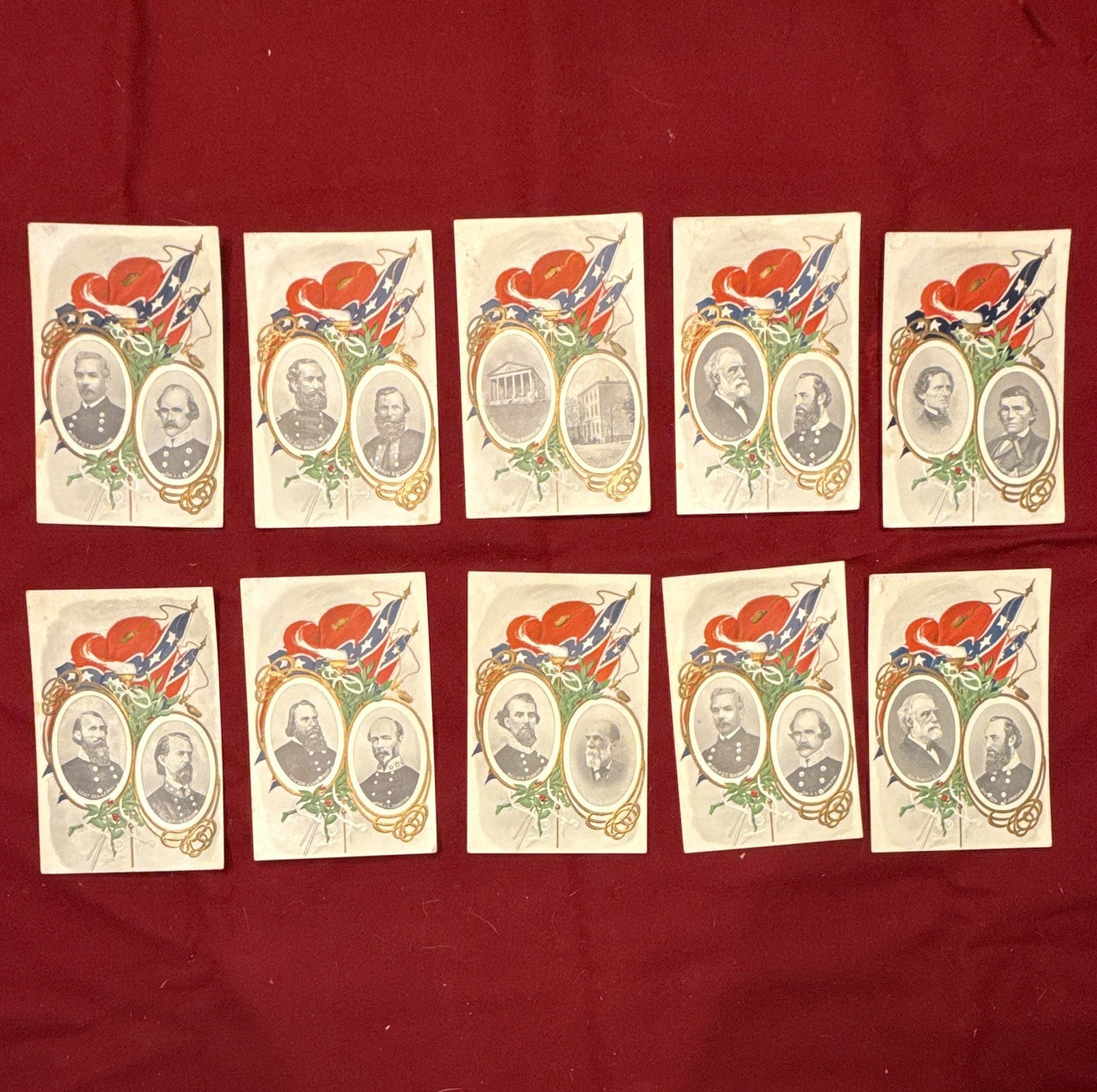Antique Civil War Heroes Souvenir Postcards Lot of 10 Unposted Cards
