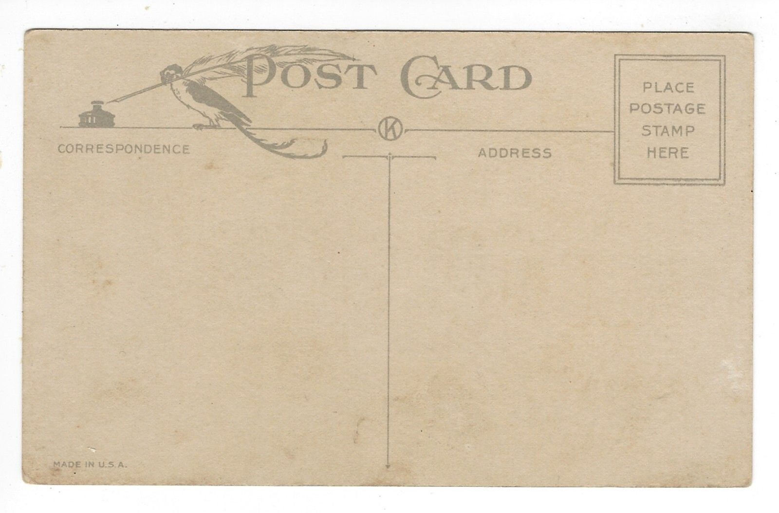 Postcard Divided Unused USA K in Circle #728