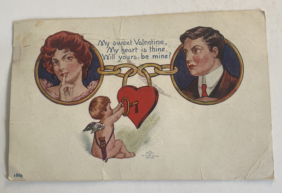 Vintage Valentine’s Day Postcard c1909 ~ Cupid Romance Series 73 ~ Ullman Mfg Co