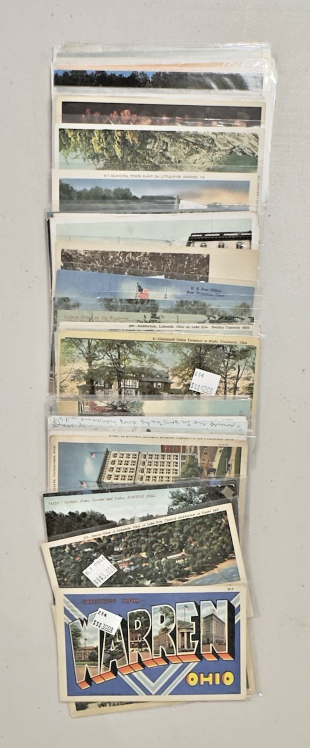 Lot Of 50 Vintage Postcards Ohio and Virginia Some In Protective Sleeves