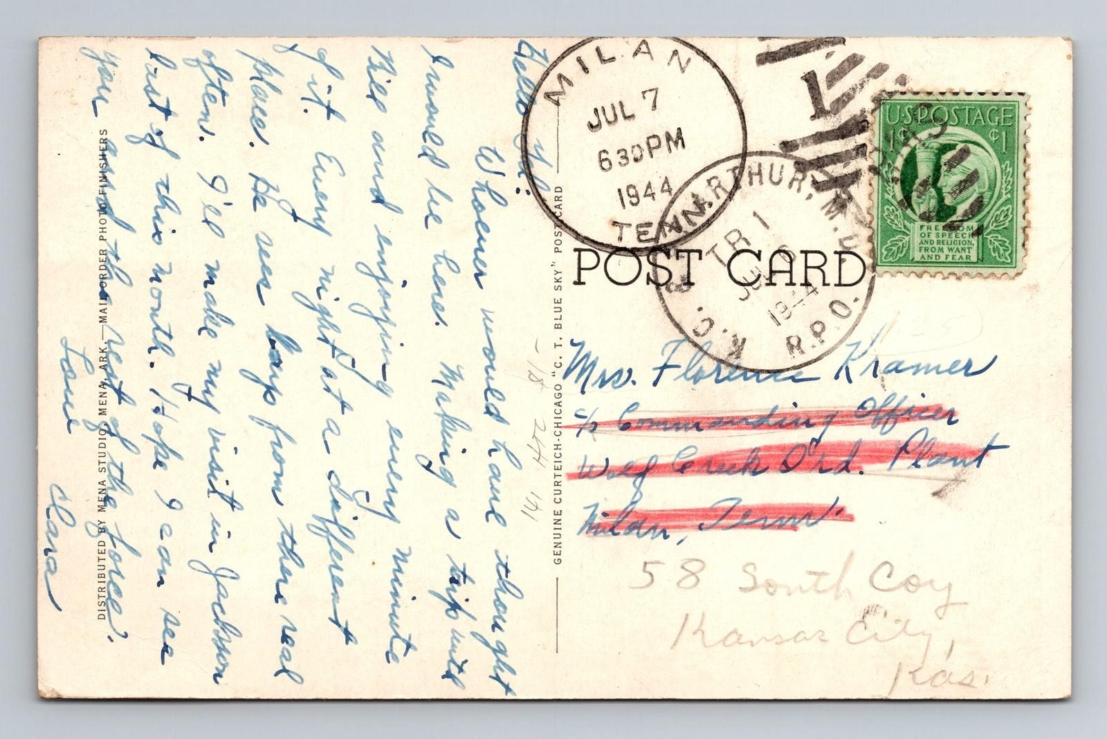 Mena AR-Arkansas Looking Down From Cliffs Waters Cossatot Vintage c1944 Postcard