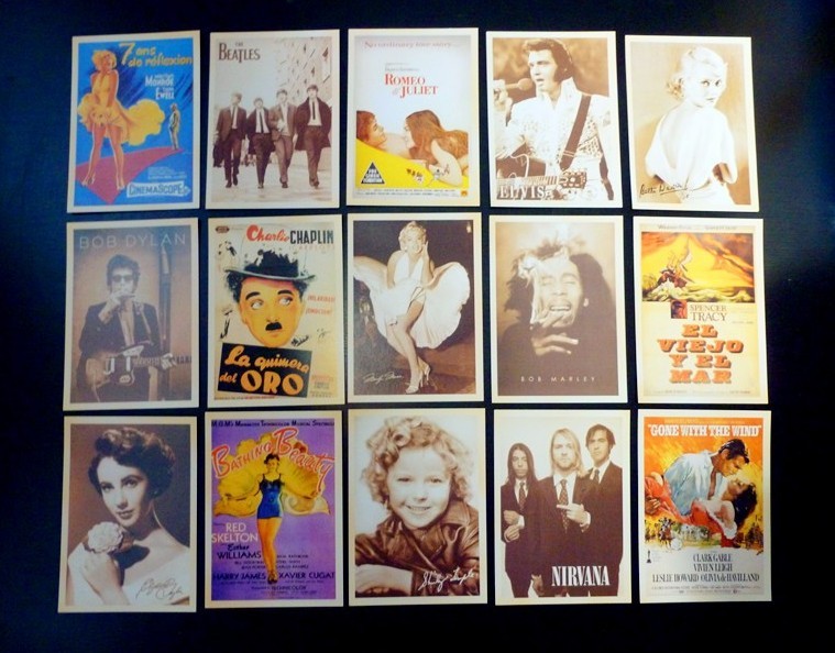 Lot of 32 Old Memories Forever Movie Star & Rock Star Vintage Postcards
