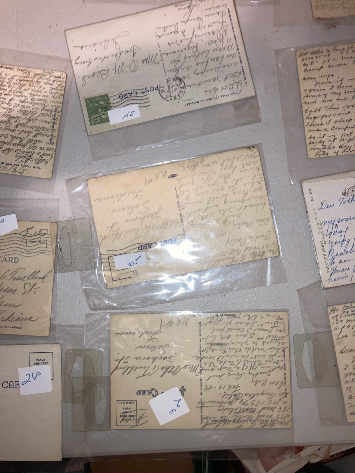 Antique Vintage Postcards LOT 1915-1946 WW2 Era Stamped Dated Sleeved DETAILS