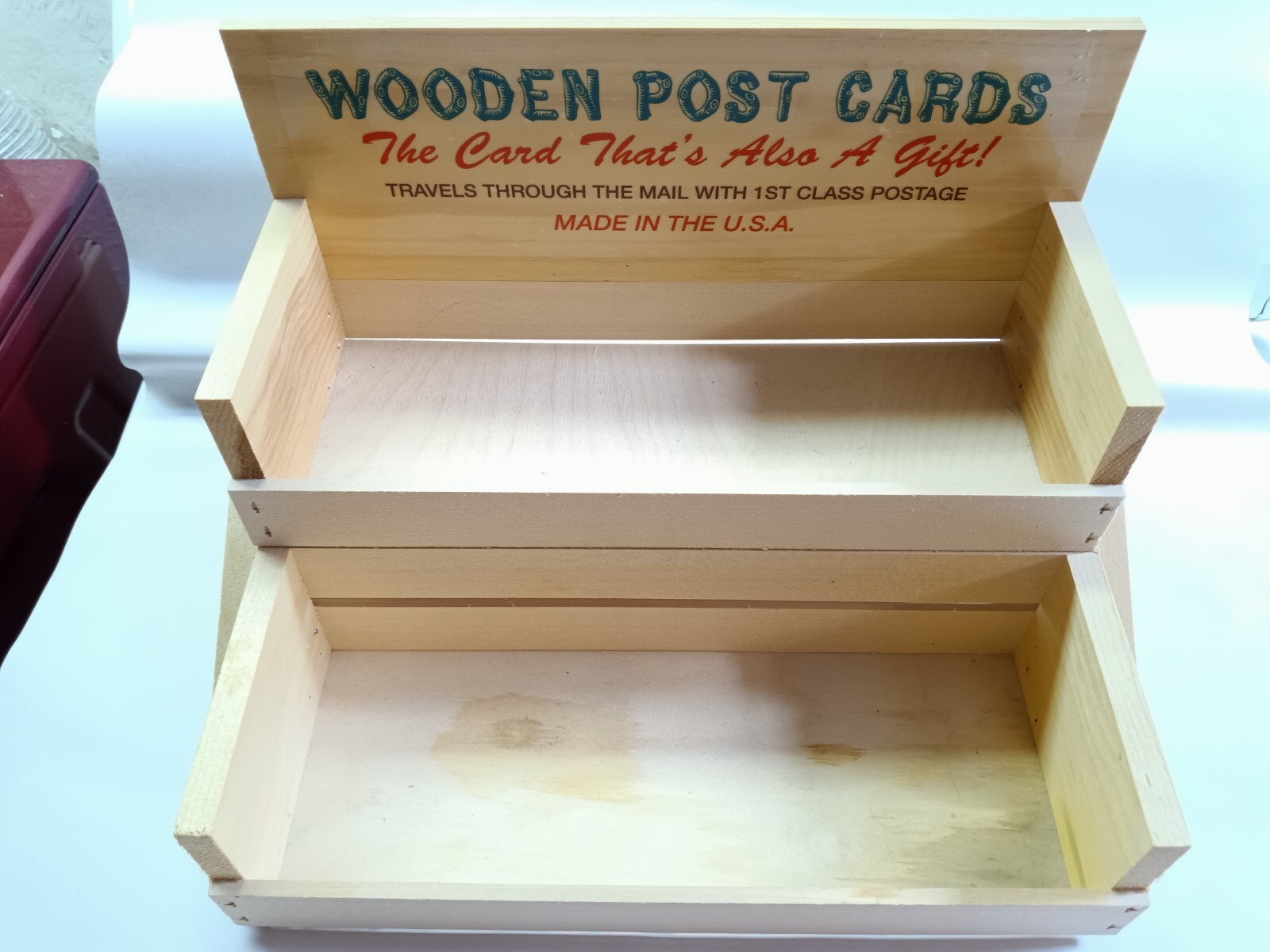 VINTAGE WOODEN 2 LEVEL POSTCARD RACK COUNTER TOP COUNTRY STORE DISPLAY Unit