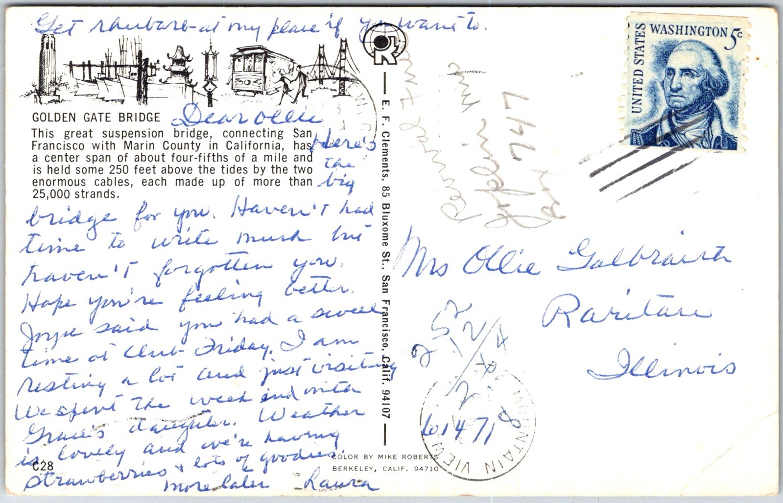 San Francisco California USA America Golden Gate Bidge Archetechture Postcard