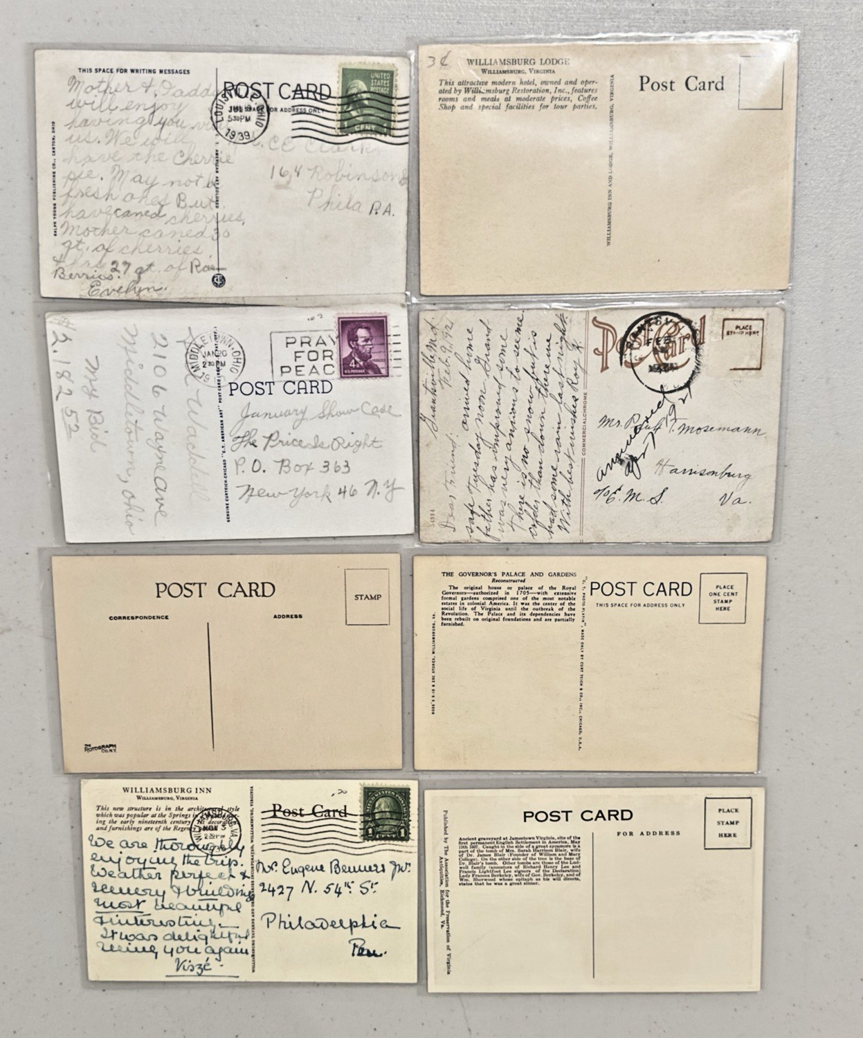 Lot Of 50 Vintage Postcards Ohio and Virginia Some In Protective Sleeves