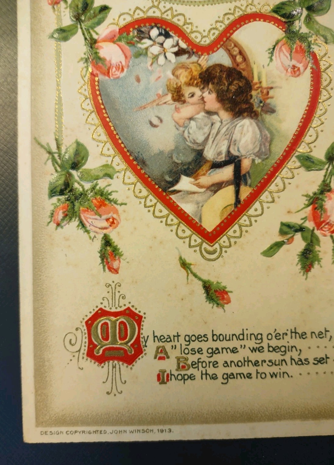 2 1910s Antique Valentine’s Day Postcards John Winsch Valentine Cards