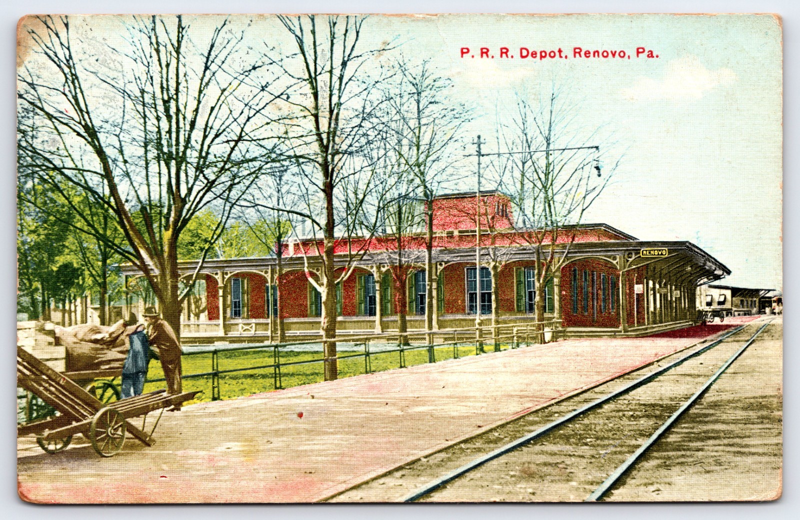 Renovo Pennsylvania USA Railroad Depot Building Antique Vintage Postcard 1911