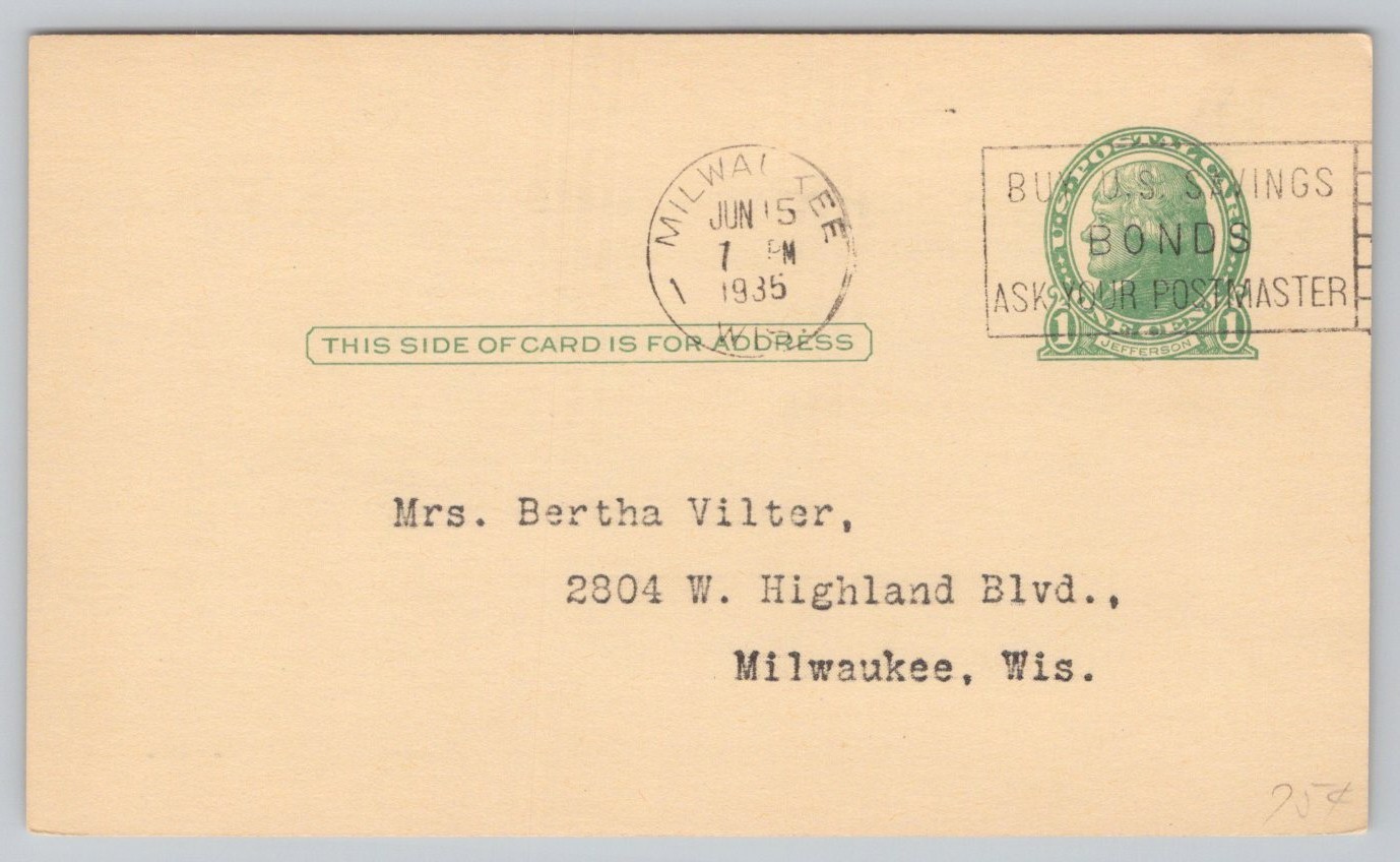 1935 Muhlenberg Unit 36 Steuben Society of America Meeting Postcard